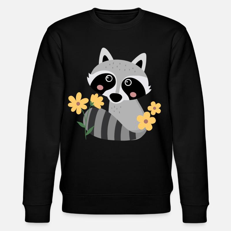 Kleiner Waschbär mit Blumen - Stanley/Stella Unisex Bio-Sweatshirt CHANGER  - Schwarz