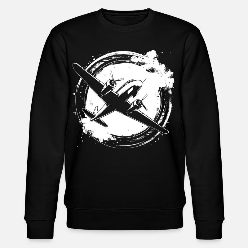 Flugzeug Skizze - Stanley/Stella Unisex Bio-Sweatshirt CHANGER  - Schwarz