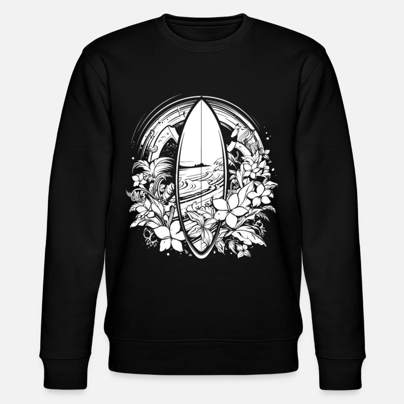 Surfboard Comic Style - Stanley/Stella CHANGER Unisex Organic Sweatshirt - black