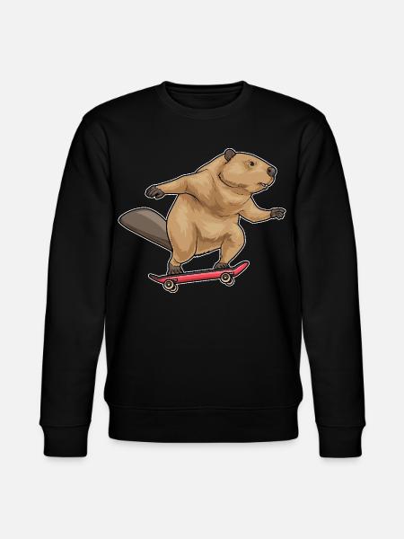 Beaver Skater Skateboard - Stanley/Stella CHANGER Unisex Organic Sweatshirt - black