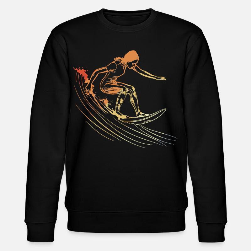 Surfen Mädchen Zeichnung - Stanley/Stella Unisex Bio-Sweatshirt CHANGER  - Schwarz