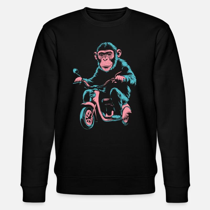 Affe auf dem Roller – Retro Streetstyle - Stanley/Stella Unisex Bio-Sweatshirt CHANGER  - Schwarz