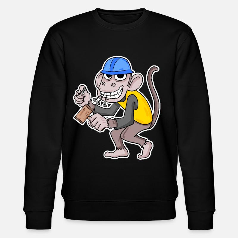 Baustelle Affe lustig Handwerker - Stanley/Stella Unisex Bio-Sweatshirt CHANGER  - Schwarz