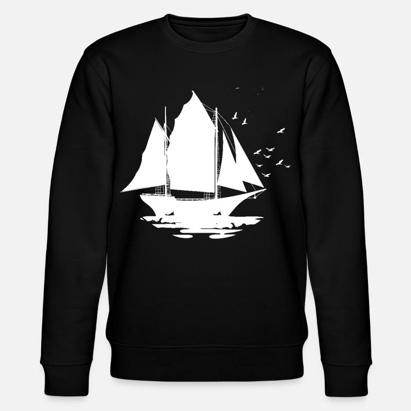 Segelschiff Skizze - Stanley/Stella Unisex Bio-Sweatshirt CHANGER - Schwarz