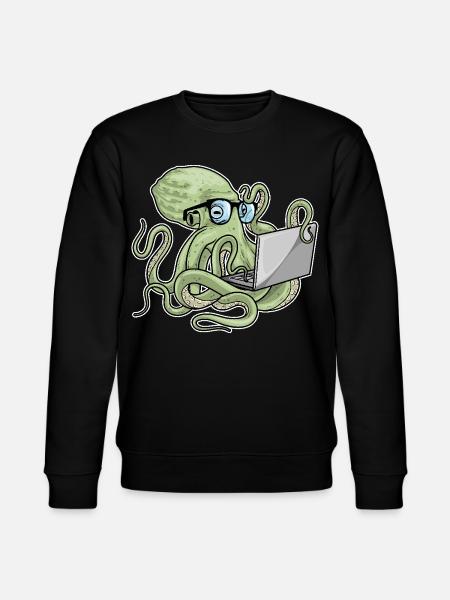 Octopus Laptop - Stanley/Stella CHANGER Unisex Organic Sweatshirt - black