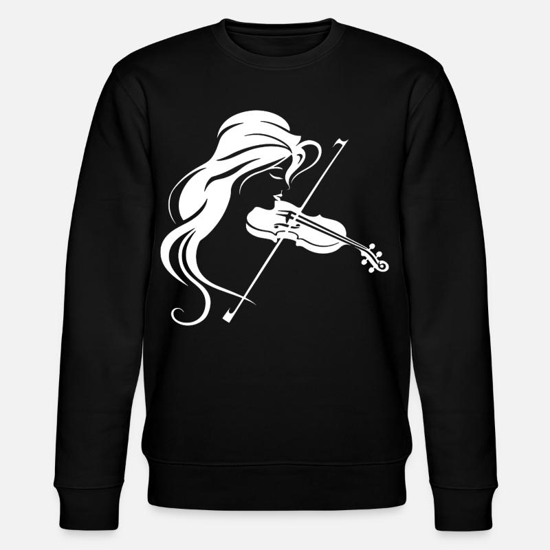 Geige Mädchen Zeichnung - Stanley/Stella Unisex Bio-Sweatshirt CHANGER - Schwarz