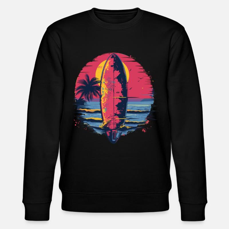 Surfboard Synthwave - Stanley/Stella CHANGER Unisex Organic Sweatshirt - black