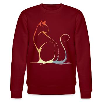 Cat Drawing Vintage - Stanley/Stella CHANGER Unisex Organic Sweatshirt - burgundy - Front - Nik (191cm) & Marisol (170cm)