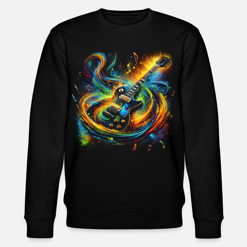 Farbenfroher Gitarrenausdruck - Stanley/Stella Unisex Bio-Sweatshirt CHANGER  - Schwarz