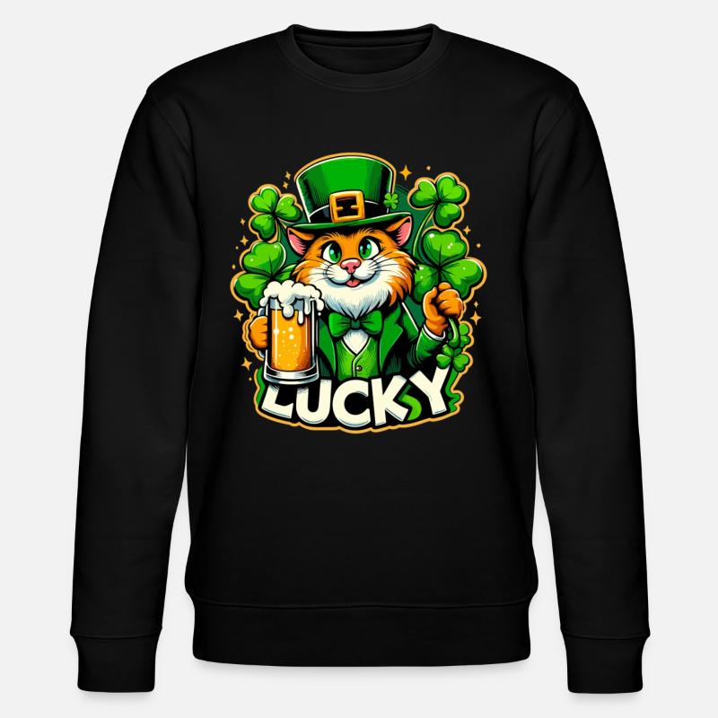 Saint-Patrick Leprechaun Cat Happy - Sweat bio CHANGER Stanley/Stella Unisexe - noir