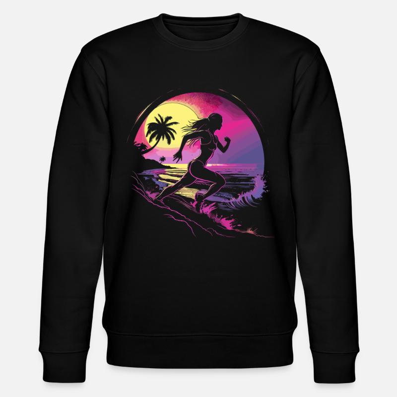 Läuferin Synthwave - Stanley/Stella Unisex Bio-Sweatshirt CHANGER  - Schwarz