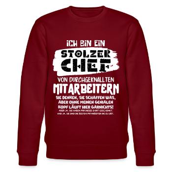 EIN STOLZER CHEF VON DURCHGEKNALLTEN MITARBEITERN - Stanley/Stella Unisex Bio-Sweatshirt CHANGER  - Burgunderrot - Vorne - Nik (191cm) & Marisol (170cm)
