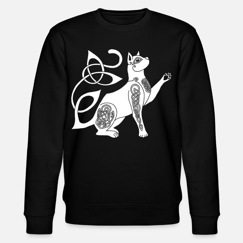 Celtic White Cat - Stanley/Stella CHANGER Unisex Organic Sweatshirt - black