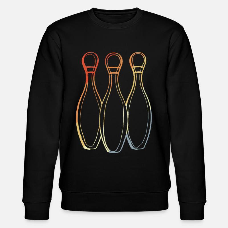 Bowling Skizze Retro Look - Stanley/Stella Unisex Bio-Sweatshirt CHANGER  - Schwarz