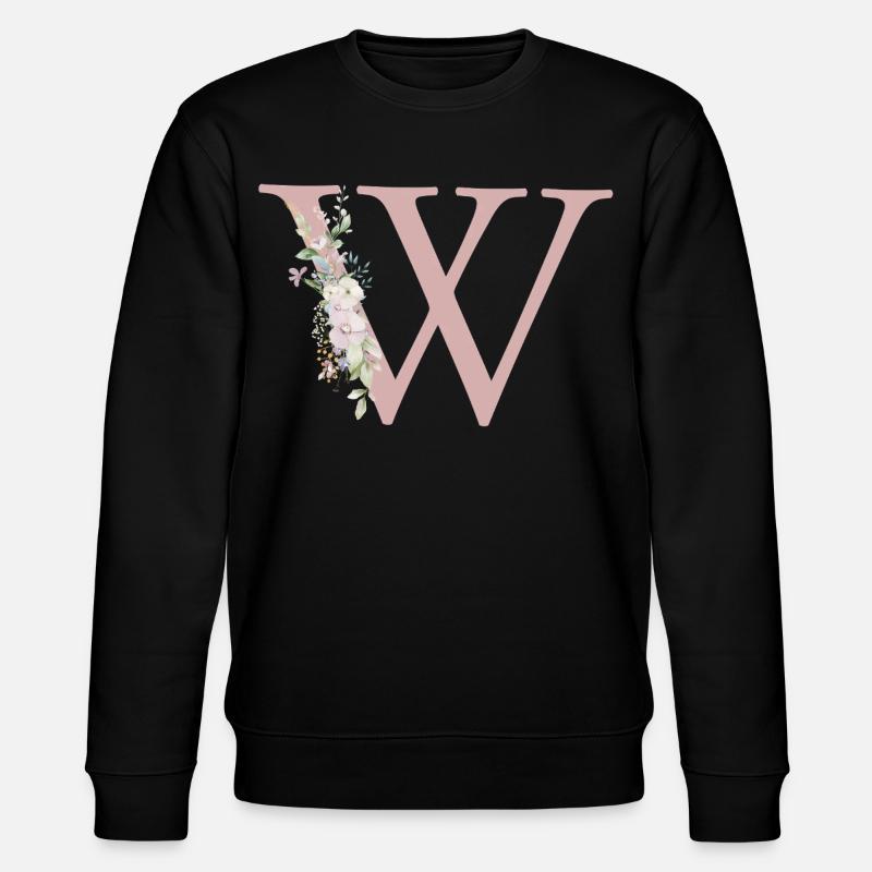 W Monogramm, Floral, personalisierbar - Stanley/Stella Unisex Bio-Sweatshirt CHANGER  - Schwarz