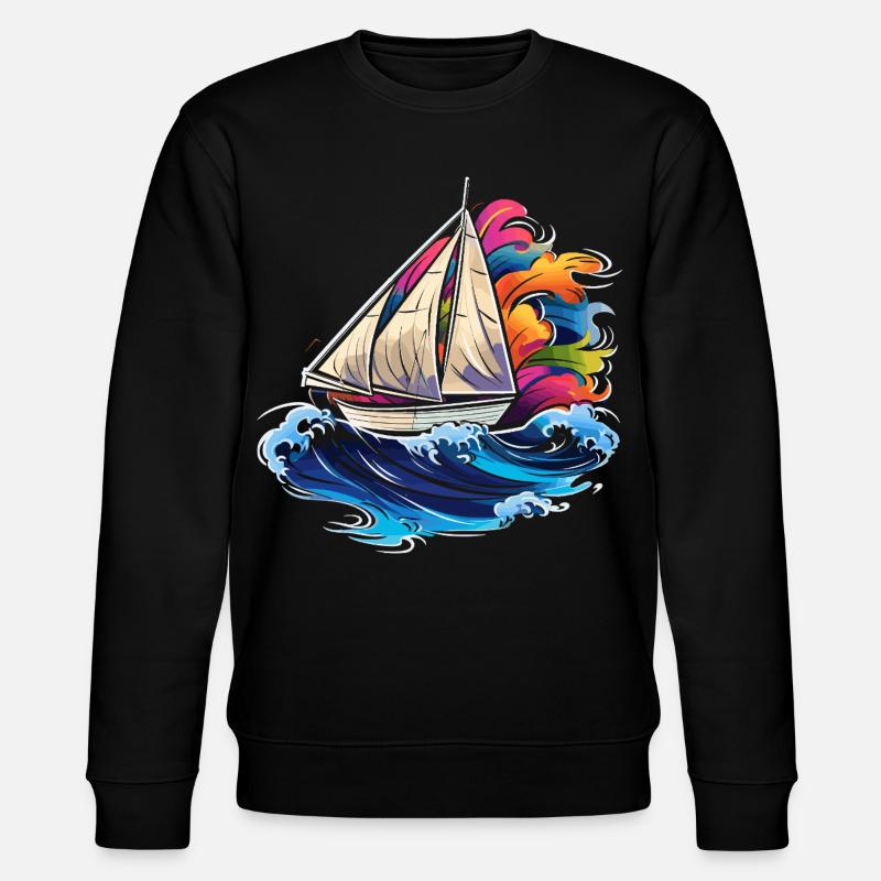 Sailing Synthwave - Stanley/Stella CHANGER Unisex Organic Sweatshirt - black