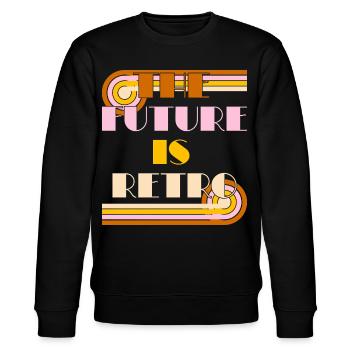 The Future is Retro – 70s Nostalgie Statement - Stanley/Stella Unisex Bio-Sweatshirt CHANGER  - Schwarz - Vorne - Nik (191cm) & Marisol (170cm)
