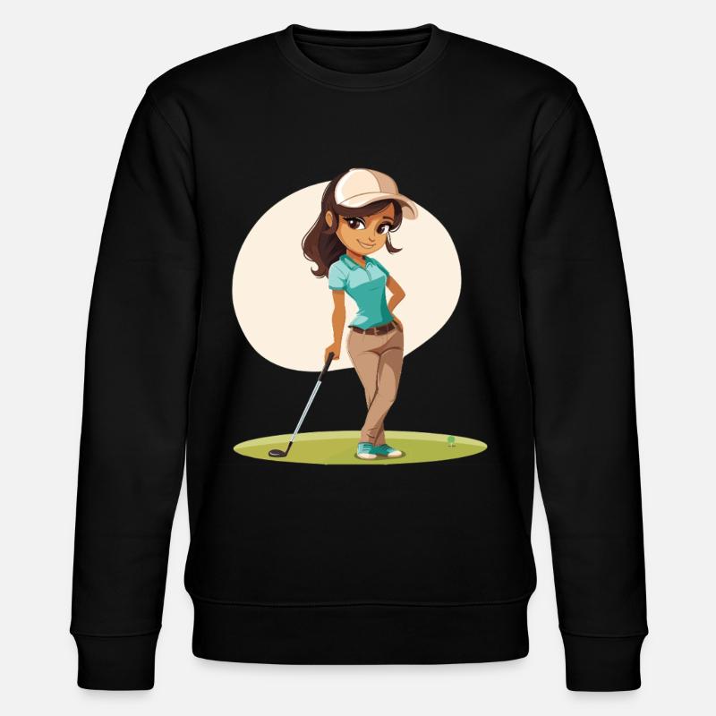 Weiblicher Golfer Comic - Stanley/Stella Unisex Bio-Sweatshirt CHANGER  - Schwarz