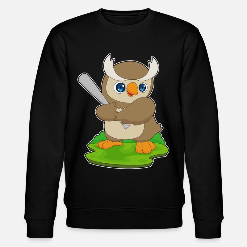 Owl Baseball Baseball Bat - Stanley/Stella CHANGER Unisex Organic Sweatshirt - black