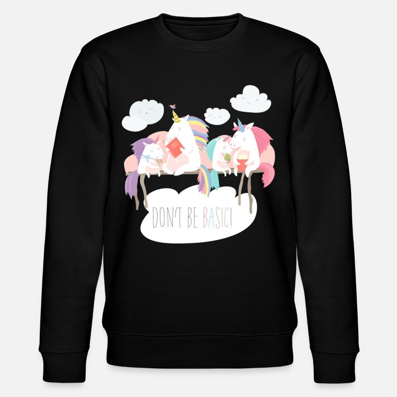 Einhorn don't be basic statement - Stanley/Stella Unisex Bio-Sweatshirt CHANGER  - Schwarz