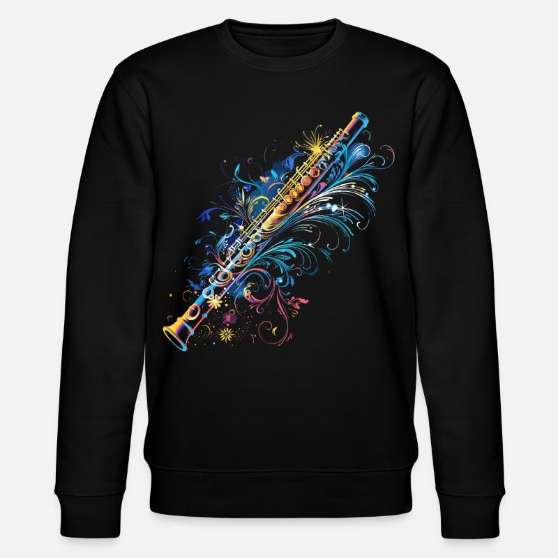 Flöten Comic - Stanley/Stella Unisex Bio-Sweatshirt CHANGER  - Schwarz