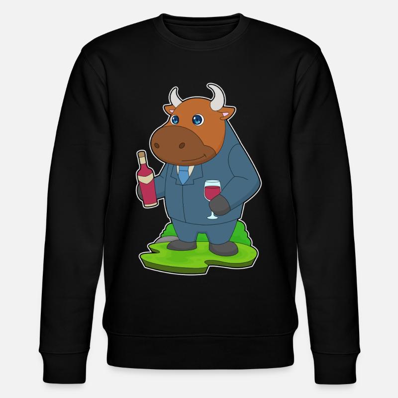 Stier Flasche Rotwein - Stanley/Stella Unisex Bio-Sweatshirt CHANGER  - Schwarz