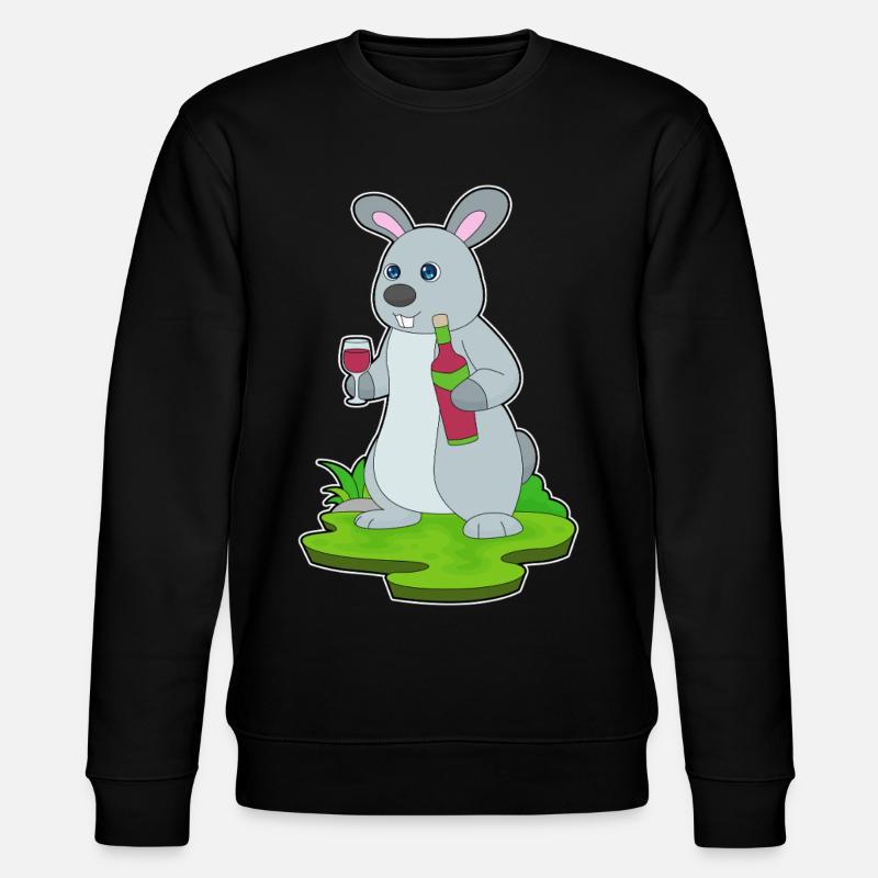 Hase Flasche Rotwein - Stanley/Stella Unisex Bio-Sweatshirt CHANGER - Schwarz