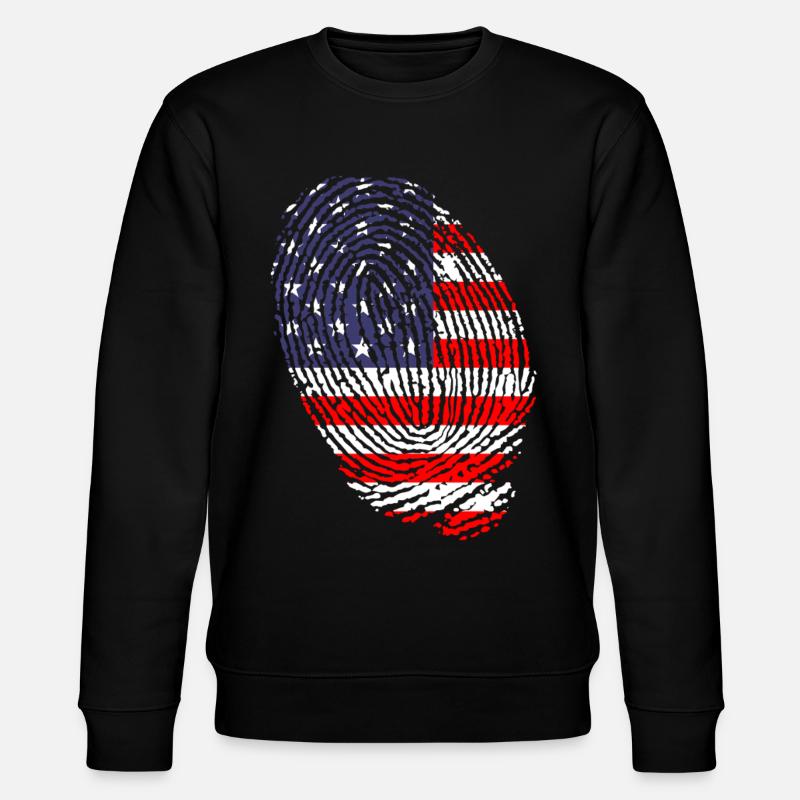 Fingerabdrücke der US-Flagge - Stanley/Stella Unisex Bio-Sweatshirt CHANGER - Schwarz
