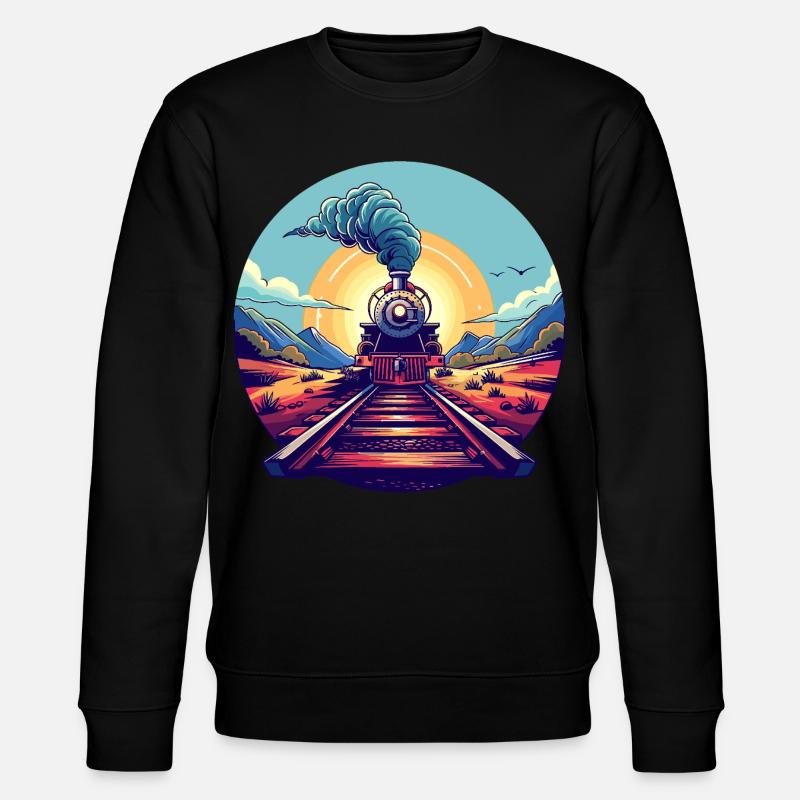 Eisenbahn Porträt - Stanley/Stella Unisex Bio-Sweatshirt CHANGER  - Schwarz