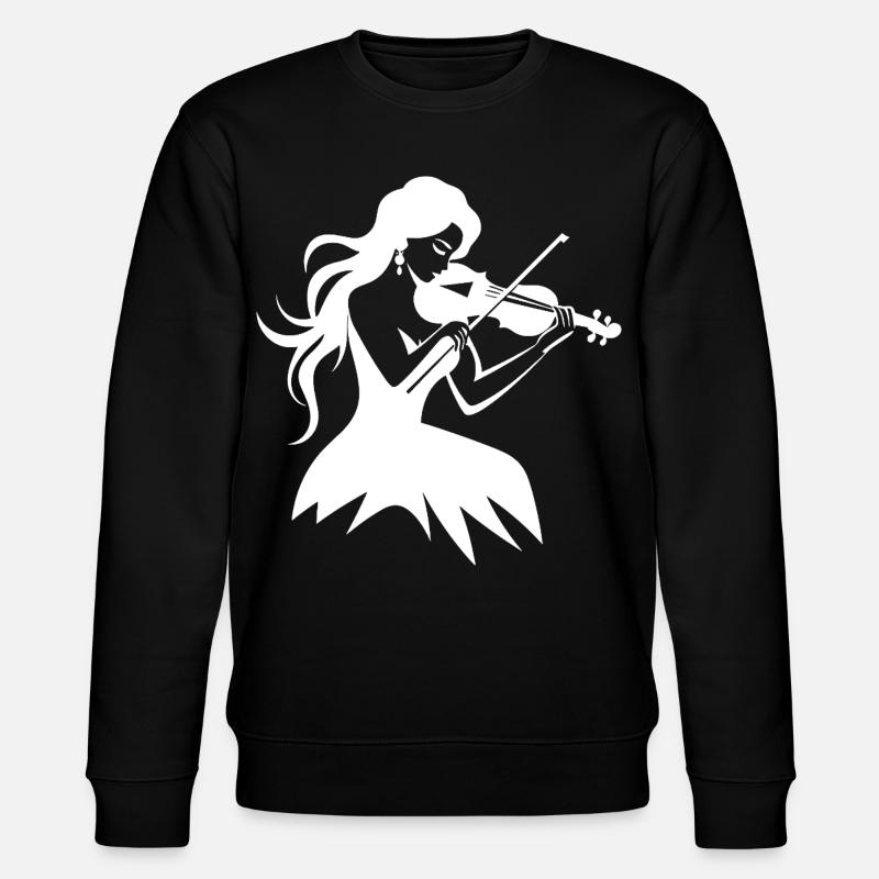 Geige Mädchen Zeichnung - Stanley/Stella Unisex Bio-Sweatshirt CHANGER - Schwarz