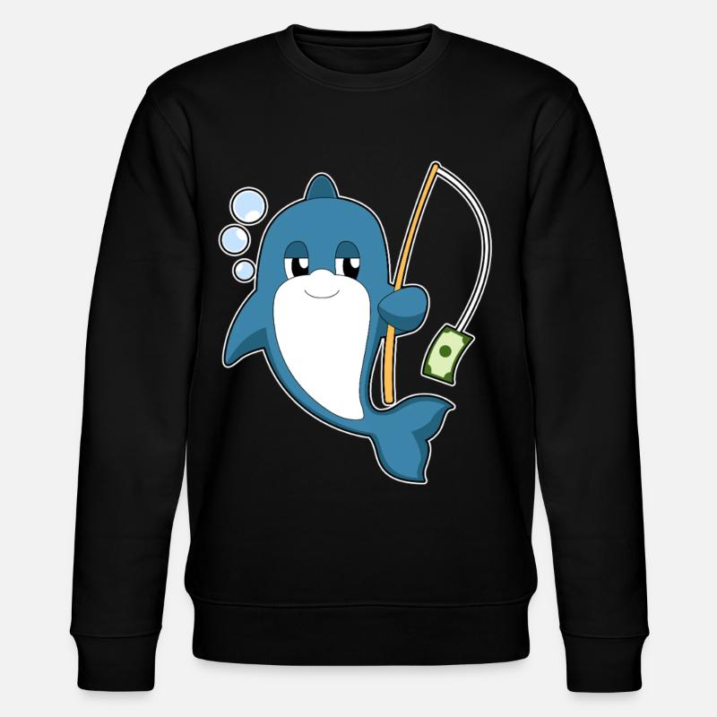 Delfin Angler Geldschein Angeln - Stanley/Stella Unisex Bio-Sweatshirt CHANGER  - Schwarz