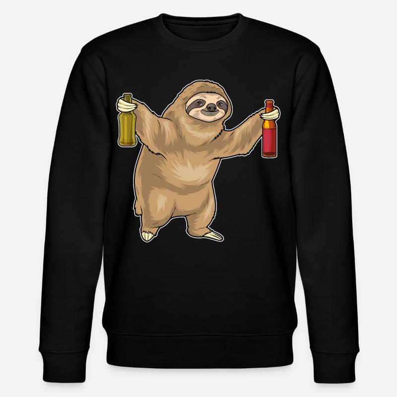 Faultier Flasche Bier - Stanley/Stella Unisex Bio-Sweatshirt CHANGER  - Schwarz