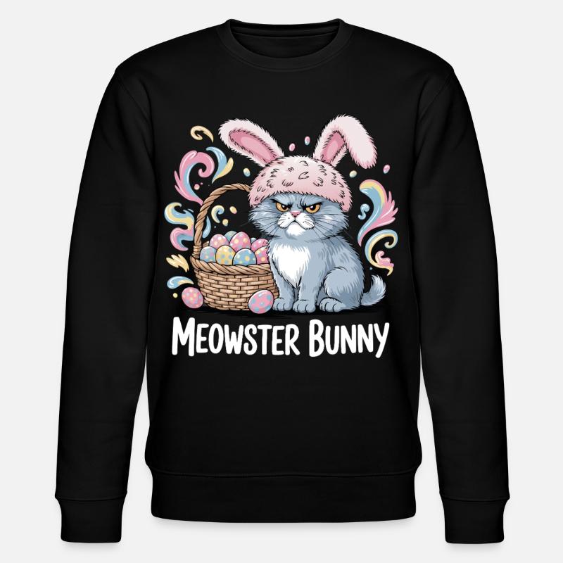 Meowster Bunny Easter Basket - Stanley/Stella CHANGER Unisex Organic Sweatshirt - black