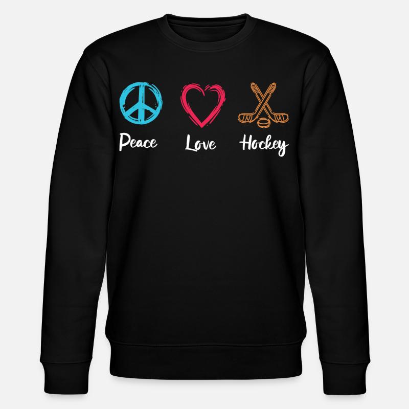 Frieden Liebe Eishockey - Stanley/Stella Unisex Bio-Sweatshirt CHANGER  - Schwarz