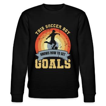 Jungen Fußball - Stanley/Stella Unisex Bio-Sweatshirt CHANGER  - Schwarz - Vorne - Nik (191cm) & Marisol (170cm)