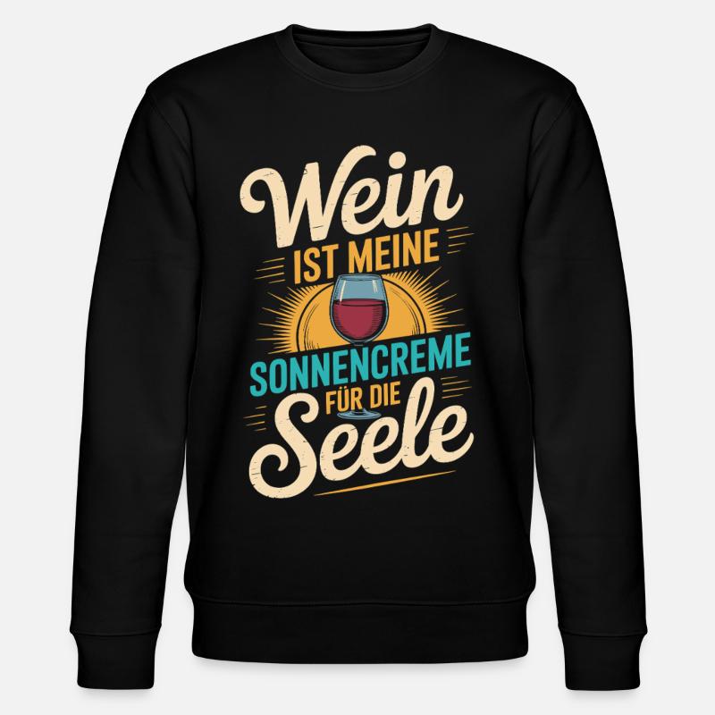 Wein als Sonnencreme der Seele - Stanley/Stella Unisex Bio-Sweatshirt CHANGER  - Schwarz