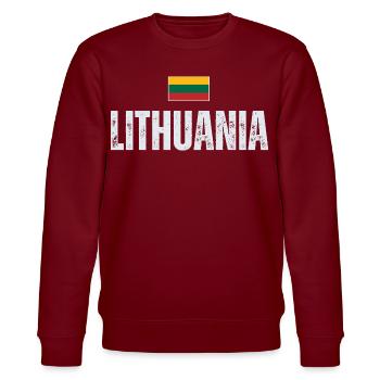 Lithuanian pride, flag of Lithuania - Stanley/Stella CHANGER Unisex Organic Sweatshirt - burgundy - Front - Nik (191cm) & Marisol (170cm)
