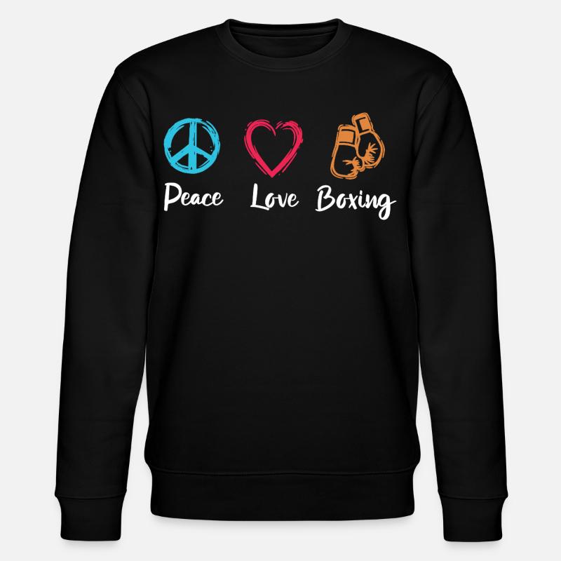 Frieden Liebe Boxen - Stanley/Stella Unisex Bio-Sweatshirt CHANGER  - Schwarz