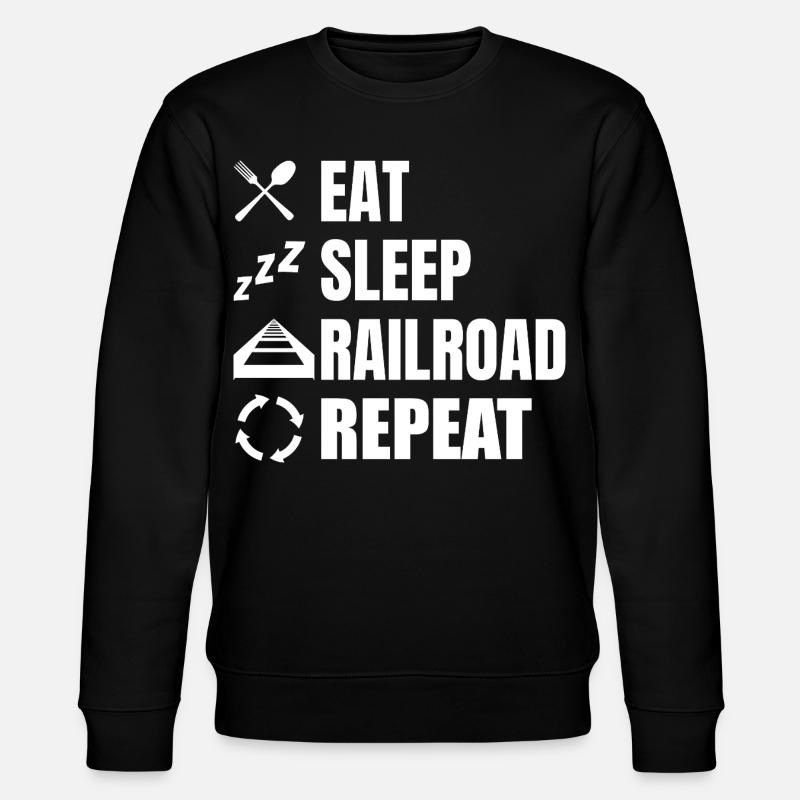 Eat Sleep Railroad Repeat - Stanley/Stella Unisex Bio-Sweatshirt CHANGER  - Schwarz