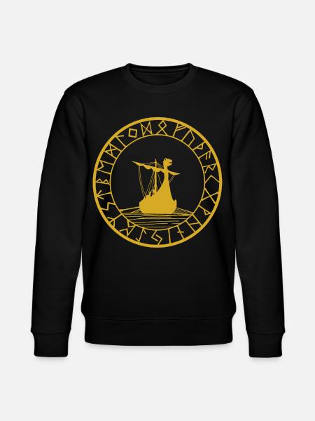 Wikingergelbes Langschiff und Kompass - Stanley/Stella Unisex Bio-Sweatshirt CHANGER  - Schwarz