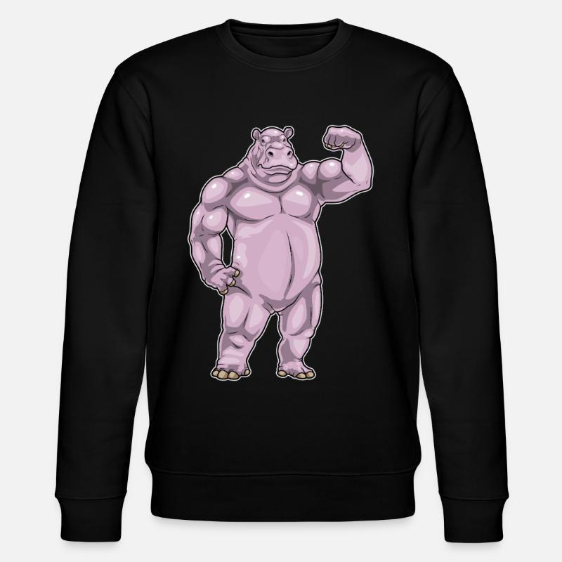 Nilpferd Bodybuilder Bodybuilding Sport - Stanley/Stella Unisex Bio-Sweatshirt CHANGER  - Schwarz