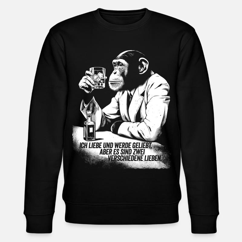 Humorvoller Affe mit Trinkglas - Stanley/Stella Unisex Bio-Sweatshirt CHANGER  - Schwarz