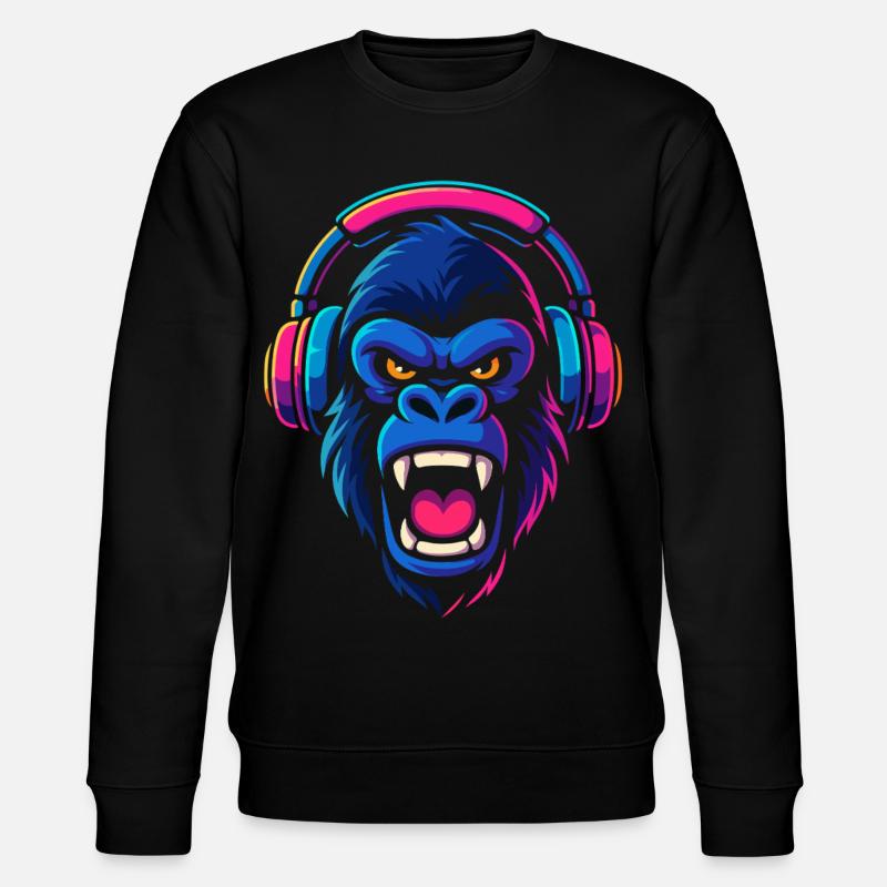 Neon Gorilla avec casque - Sweat bio CHANGER Stanley/Stella Unisexe - noir