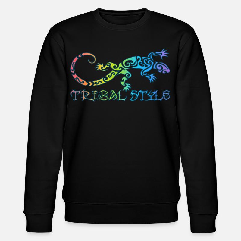 Polynesische Regenbogen-Eidechse - Stanley/Stella Unisex Bio-Sweatshirt CHANGER  - Schwarz