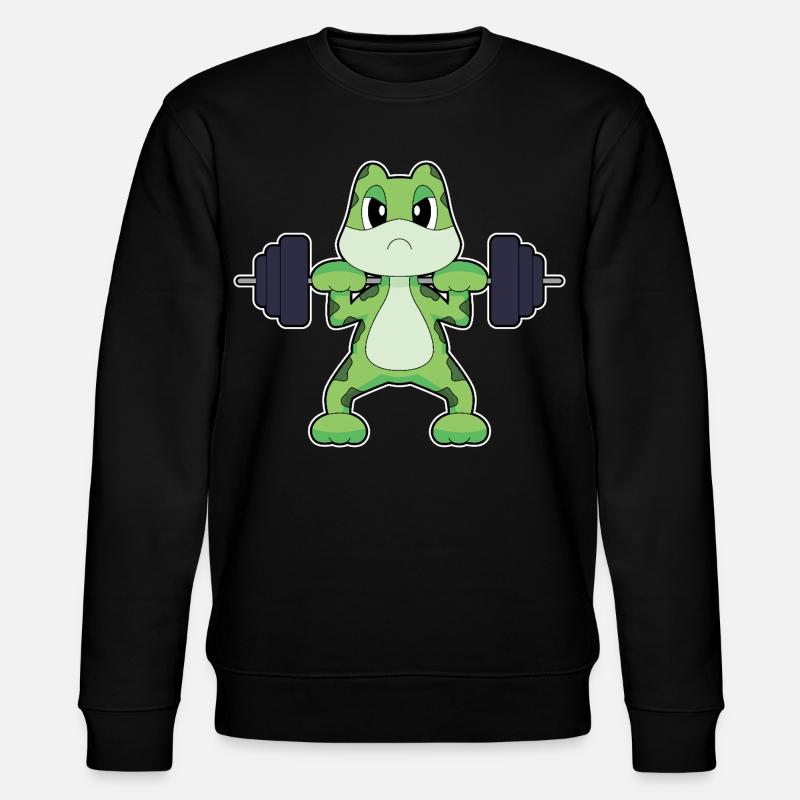 Frog Bodybuilder Dumbbell Bodybuilding - Stanley/Stella CHANGER Unisex Organic Sweatshirt - black