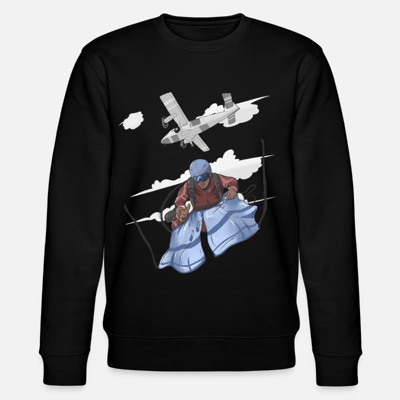 Luftschirmsprung Pilot Illustration - Stanley/Stella Unisex Bio-Sweatshirt CHANGER  - Schwarz