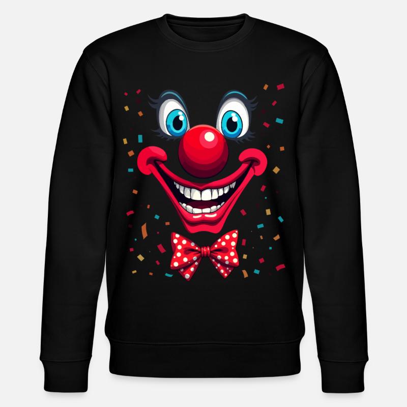 Buntes Clownsgesicht mit Fliege - Stanley/Stella Unisex Bio-Sweatshirt CHANGER  - Schwarz
