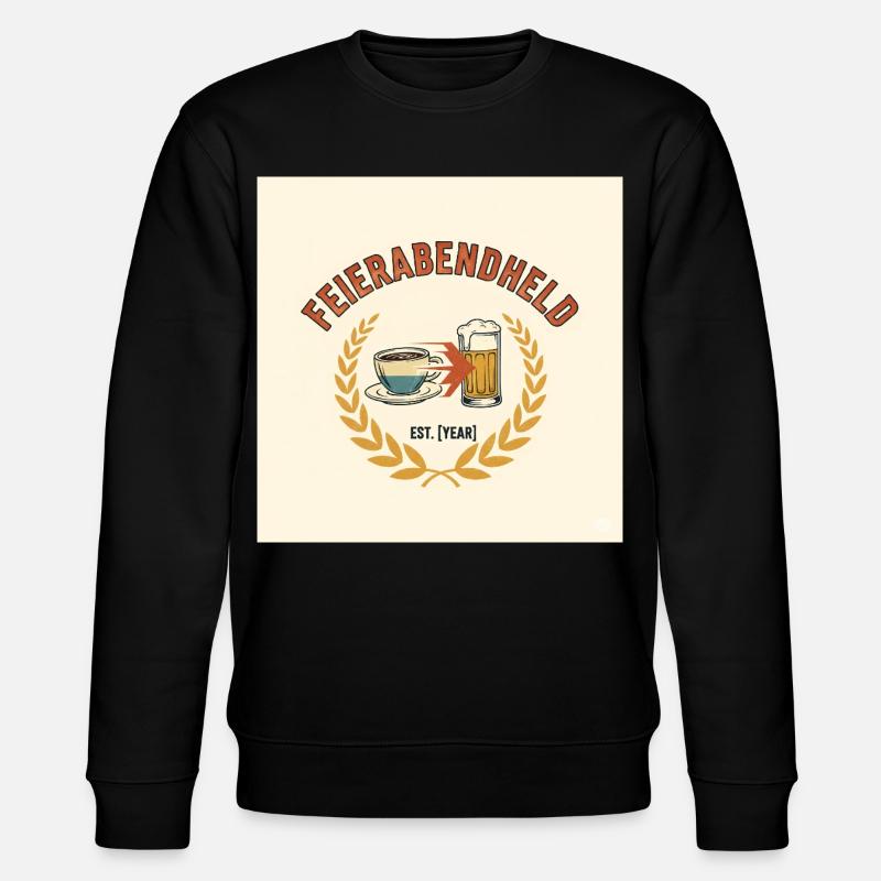 Feierabendheld Kaffeetasse & Bierglas Design - Stanley/Stella Unisex Bio-Sweatshirt CHANGER  - Schwarz