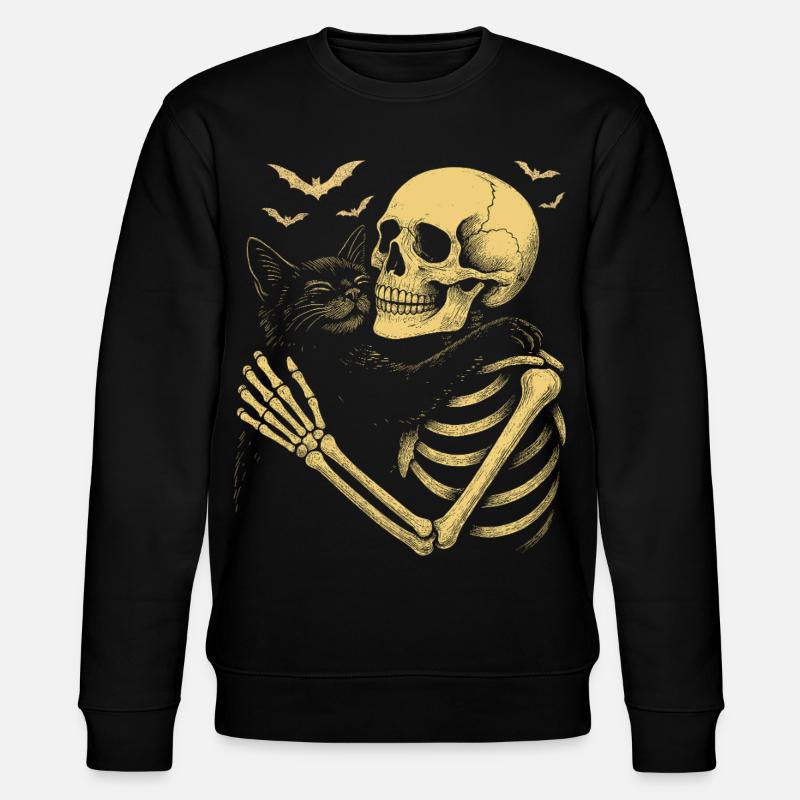 Halloween Cute Skeleton Cuddly Cat - Stanley/Stella CHANGER Unisex Organic Sweatshirt - black