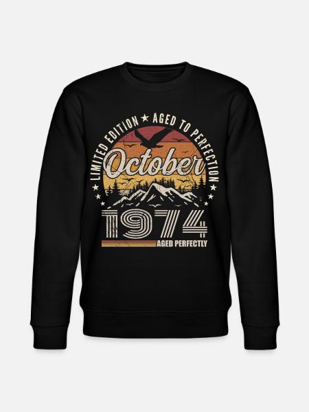 October 1974 Birthday Gift - October 1974 - Stanley/Stella CHANGER Unisex Organic Sweatshirt - black